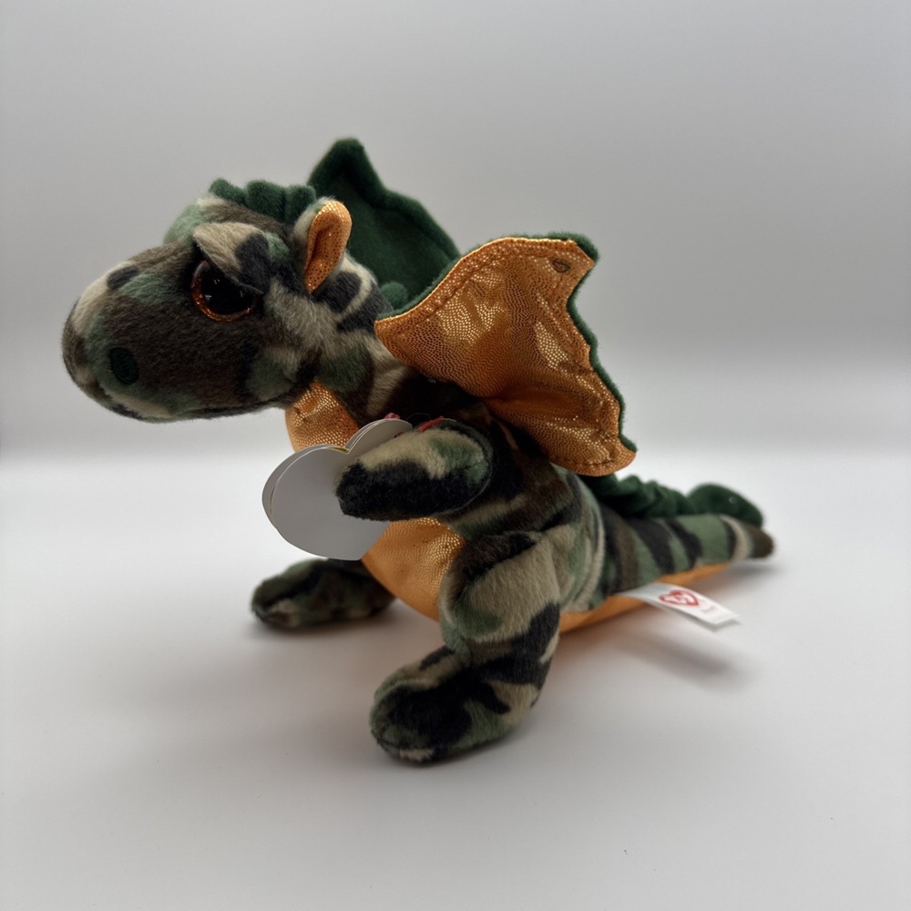 Ty Beanie Baby - RAZOR the Camouflage Dragon 6" NEW - with  TAGS